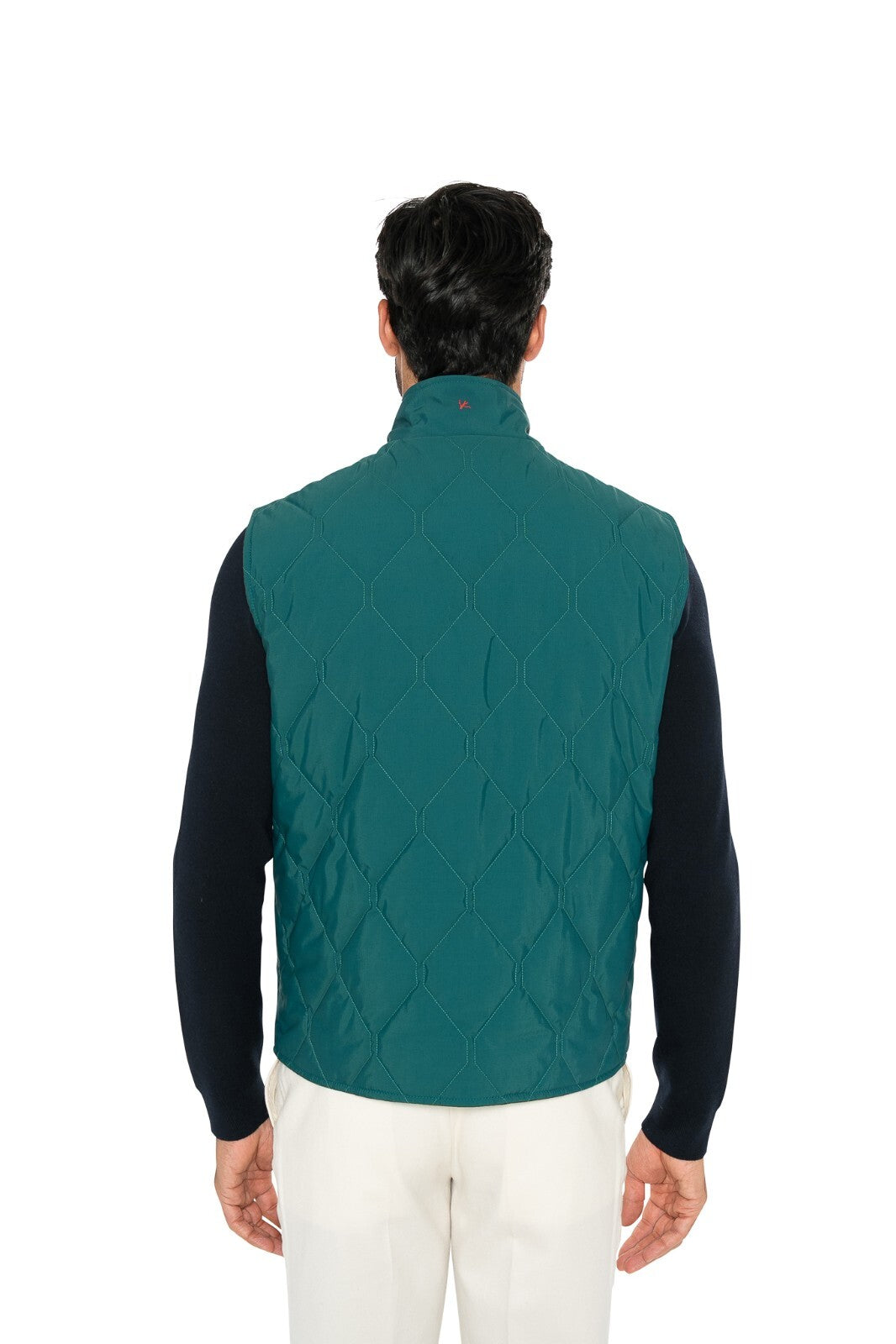 $2800 ISAIA NAPOLI Green & Blue Reversible Vest Jacket Techno Wool 38 US / 48 EU