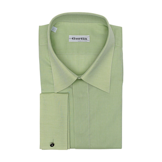 690$ ITALIAN LUXURY GERLIN Shirt French Cuffs Green Fine Cotton  1B ZILLI