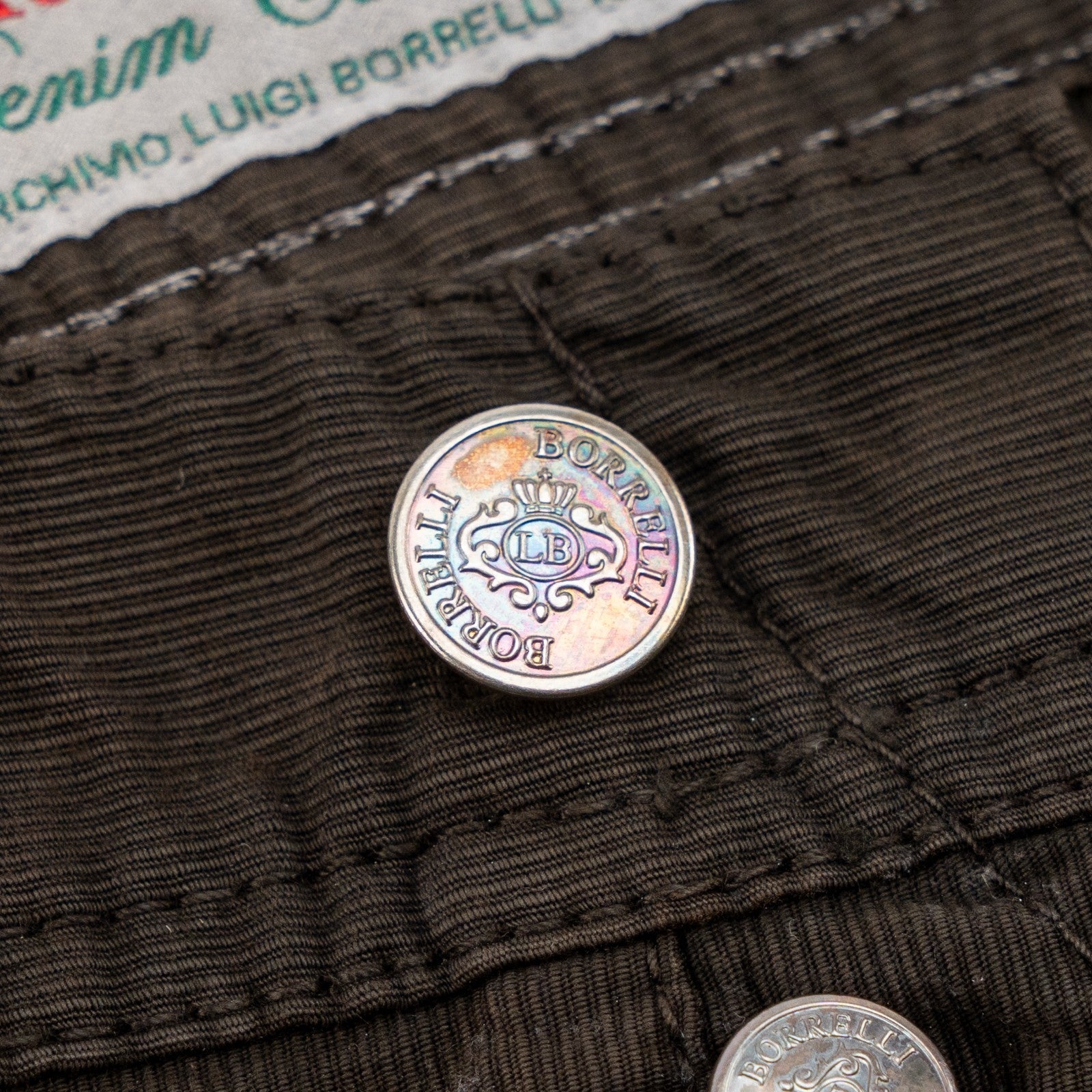 415$ LUIGI BORRELLI NAPOLI Corduroy Brown Denim Jeans Pant Cotton 35 US / 51 EU