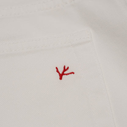 690$ ISAIA NAPOLI White 5 Pockets Denim Jeans Pant Cotton Slim Fit 34 US / 50 EU