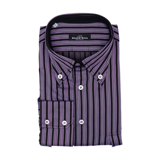 690$ LUXURY GERLIN Shirt Striped Violet Cotton 16 - 41 - 7F BIJAN