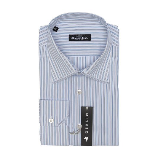 690$ LUXURY GERLIN Shirt Striped White Jacquard Cotton 16 - 41 3B ZILLI