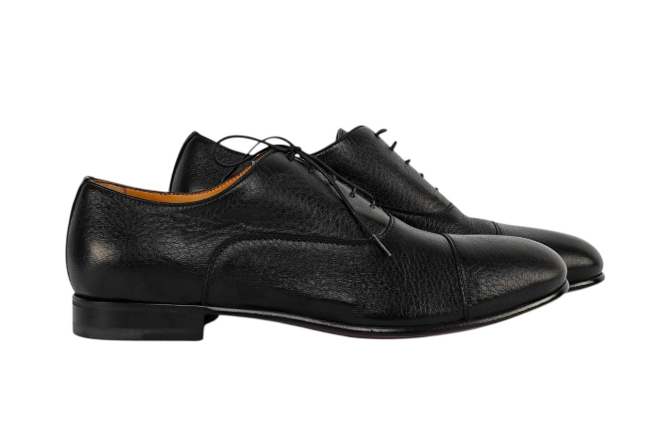 1300$ TESTONI 1929 "Portonovo" Oxford Shoes Deerskin Black  8 UK  / 9 US / 42 IT
