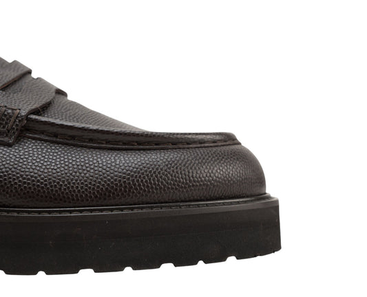$1200 TESTONI "Courmayeur" Loafer Shoes Micro Grain Calf Brown Cigar