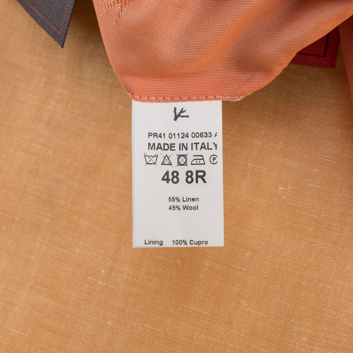 $5900 ISAIA NAPOLI "Capri" Orange Suit Fine Wool / Linen 38 US / 48 EU 8R