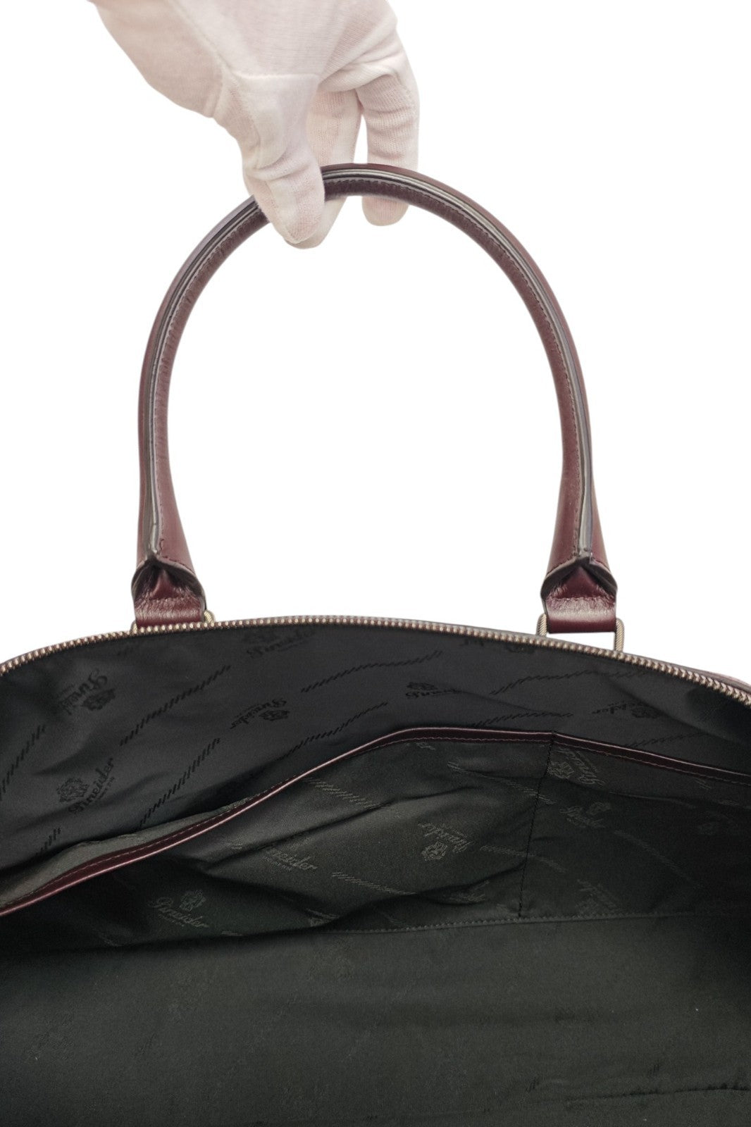 1950$ PINEIDER "Bottolato" Grain Calf Shoulder Travel Duffle Bag Burgundy
