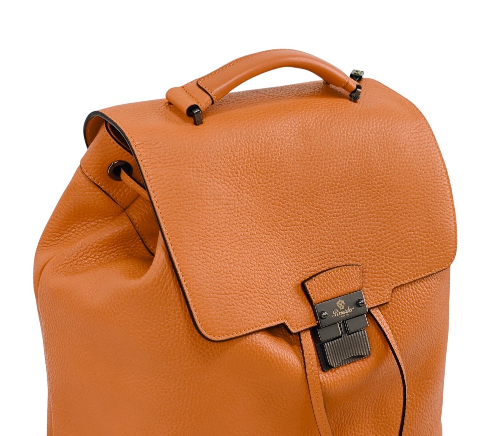 1750$ PINEIDER FIRENZE 1774 Grained Leather Backpack Orange – Italian Luxury