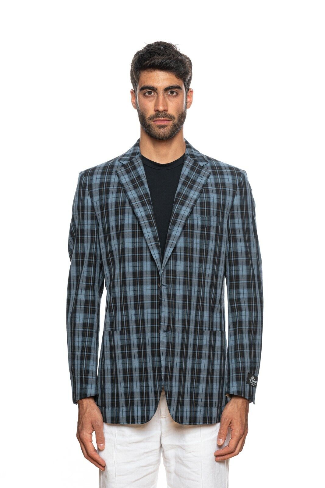 1790$ BELVEST Blue Wool Cotton Checks Jacket Blazer 46 US / 56 EU   Drop 7R