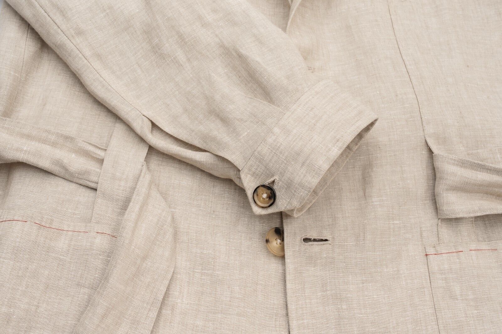 5200$ ISAIA NAPOLI Beige Sartorial Sahariana Jacket 100% Linen 40 US / 50 EU
