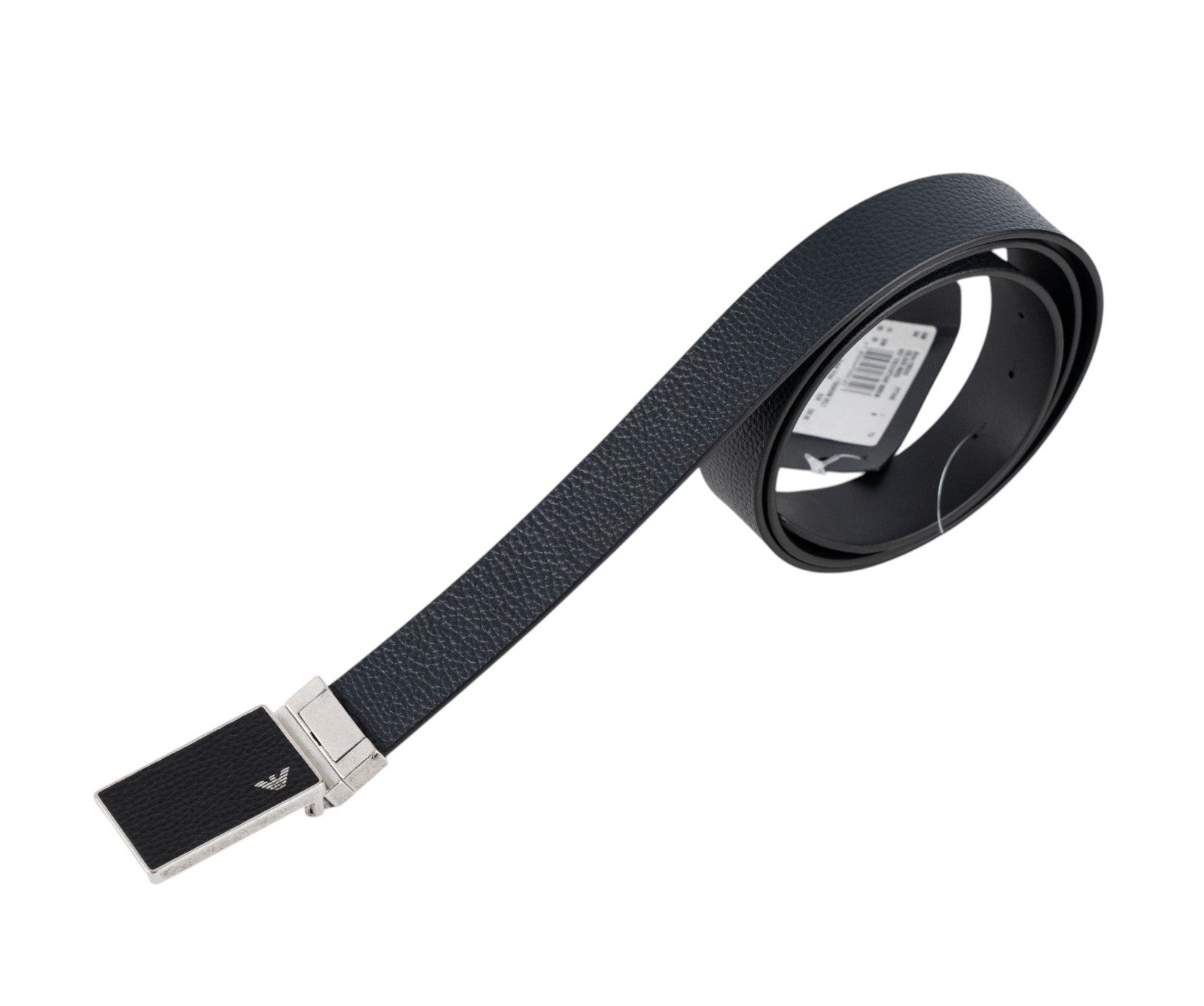 420$ GIORGIO ARMANI Belt Blue Black Reversible Plaque Buckle Leather Size 110