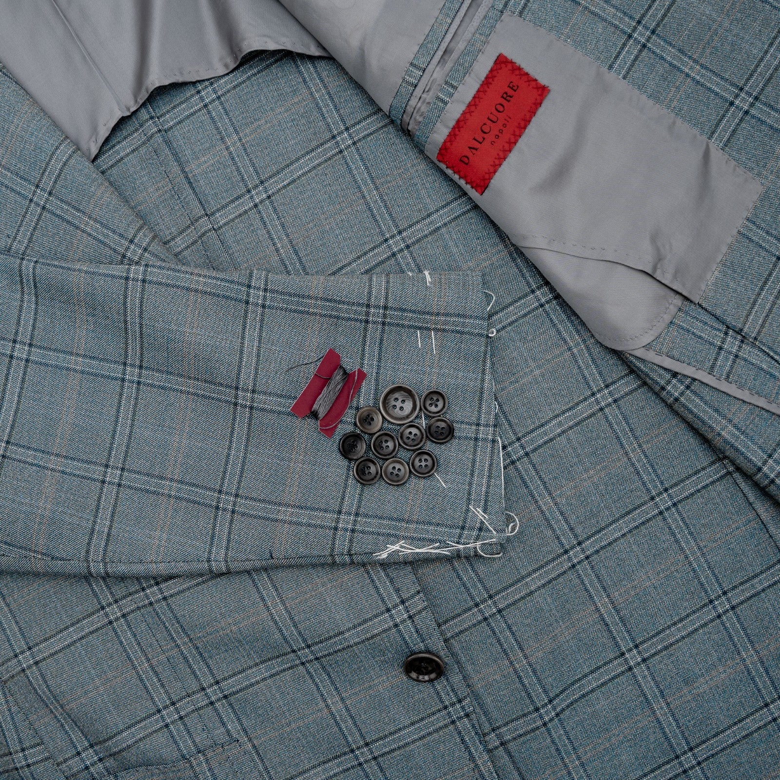 Sartoria DALCUORE NAPOLI Total Hand-Sewn Jacket Sport Coat Wool 130's Dusty Blue