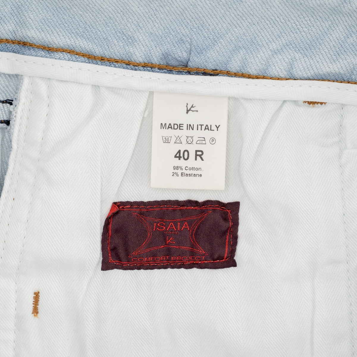 795$ ISAIA Light Blue Denim Jeans 5 Pocket Pant Cotton Wide Flare  24 US 40 EU