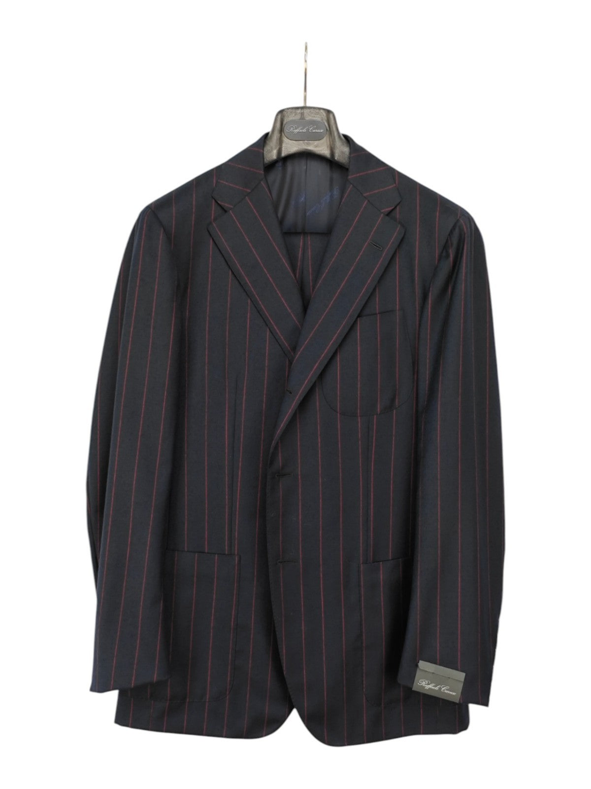 $1800 RAFFAELE CARUSO Blue Navy Striped Suit SuperFine Wool 40 US / 50 EU  8R