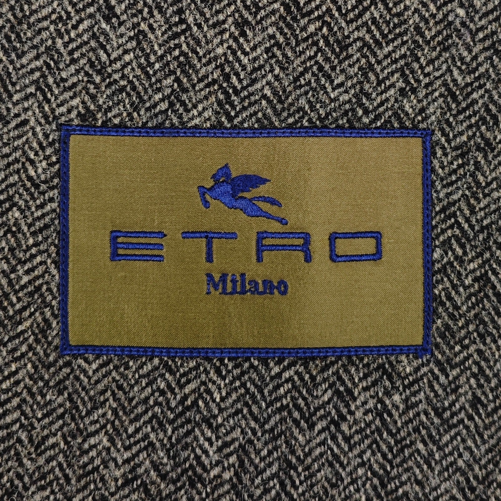1700$ ETRO MILANO Gray Herringbone Wool Blazer Made in Italy 44 US / 54 IT