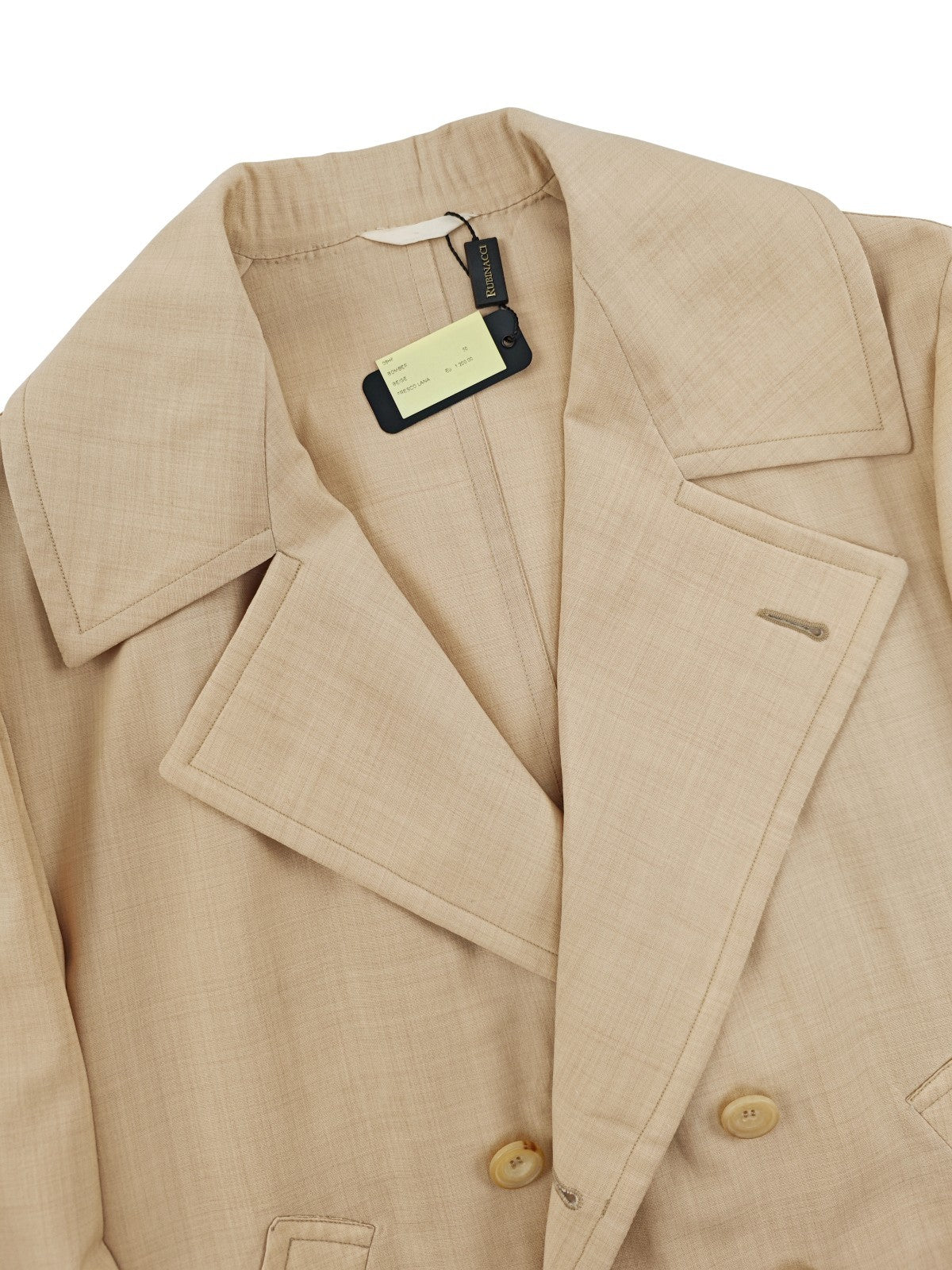 $1470 RUBINACCI NAPOLI Beige Caban Jacket Coat Fine Wool 40 US / 50 EU