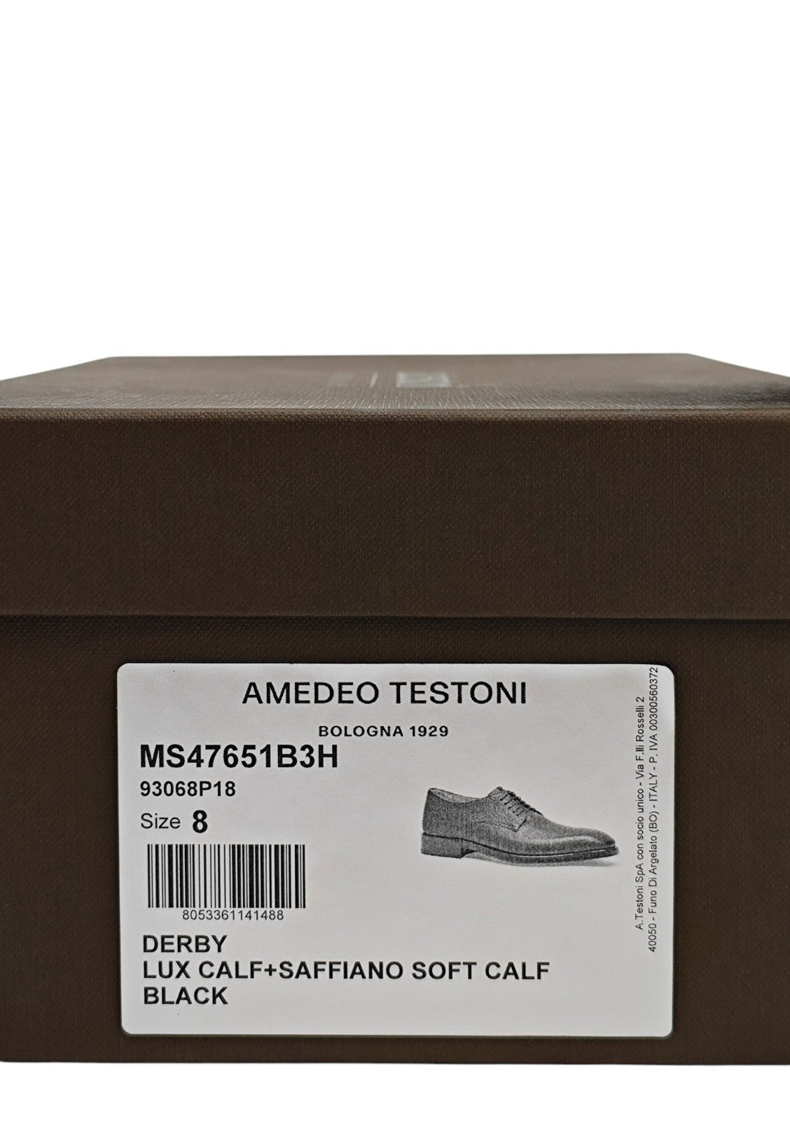 1200$ TESTONI Derby Shoes Black Lux Calf + Saffiano 8 UK / 9 US / 42 IT