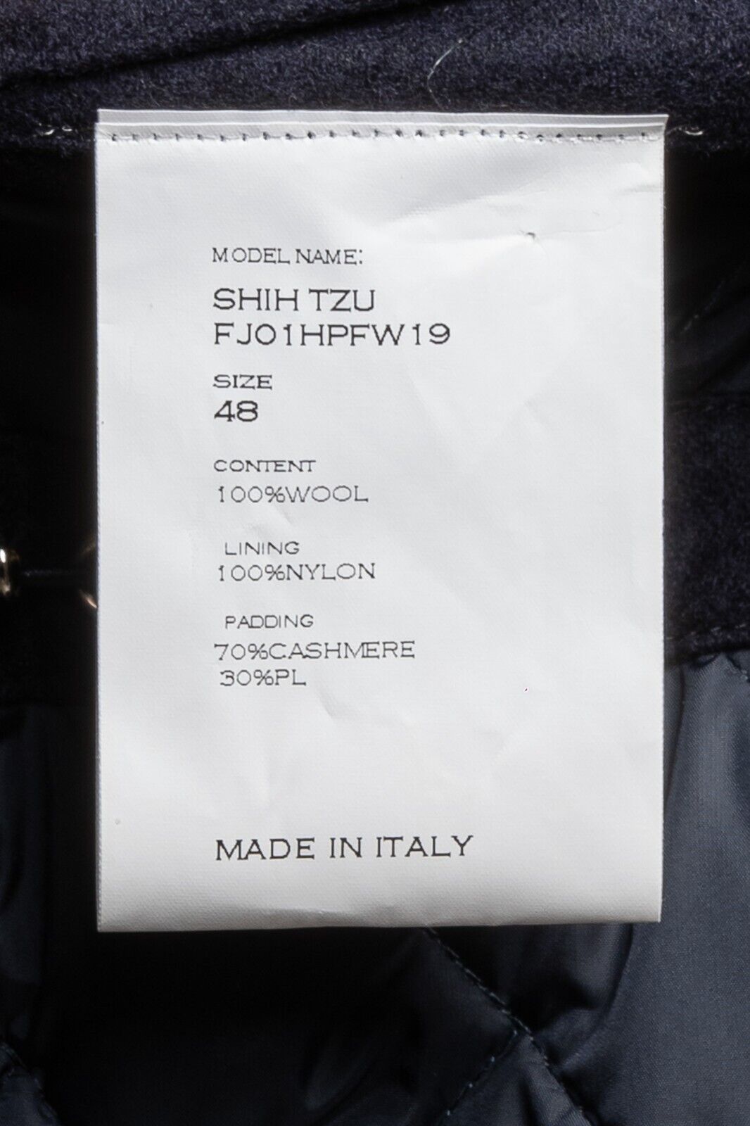 800$ M.I.D.A TOKYO-FIRENZE Field Jacket Blue Wool Filled in CASHPAD  38 US 48 EU