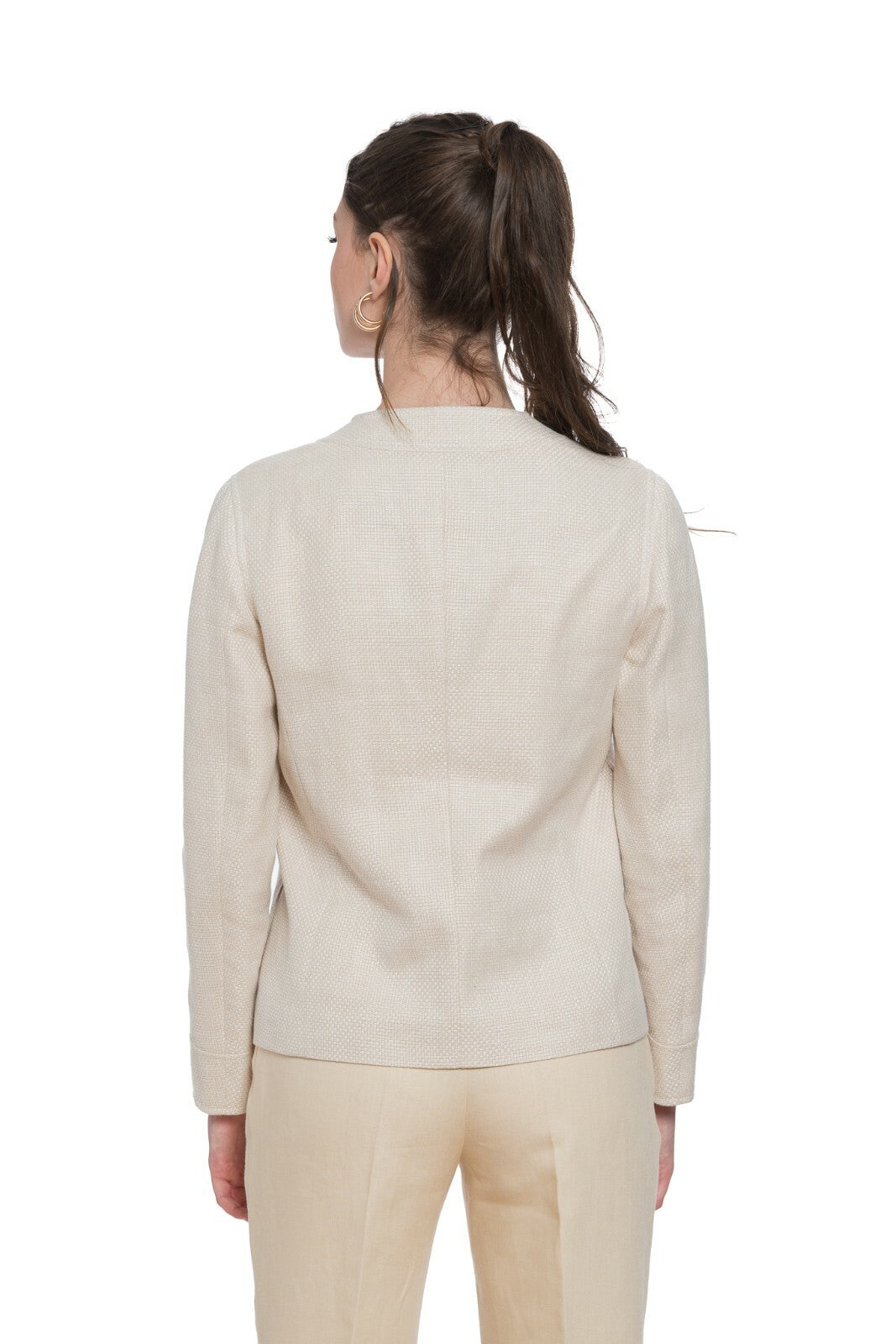 1750$ BELVEST Linen Cotton Ivory Woman Sartororial Jacket 42 IT / 6 US / 38 FR