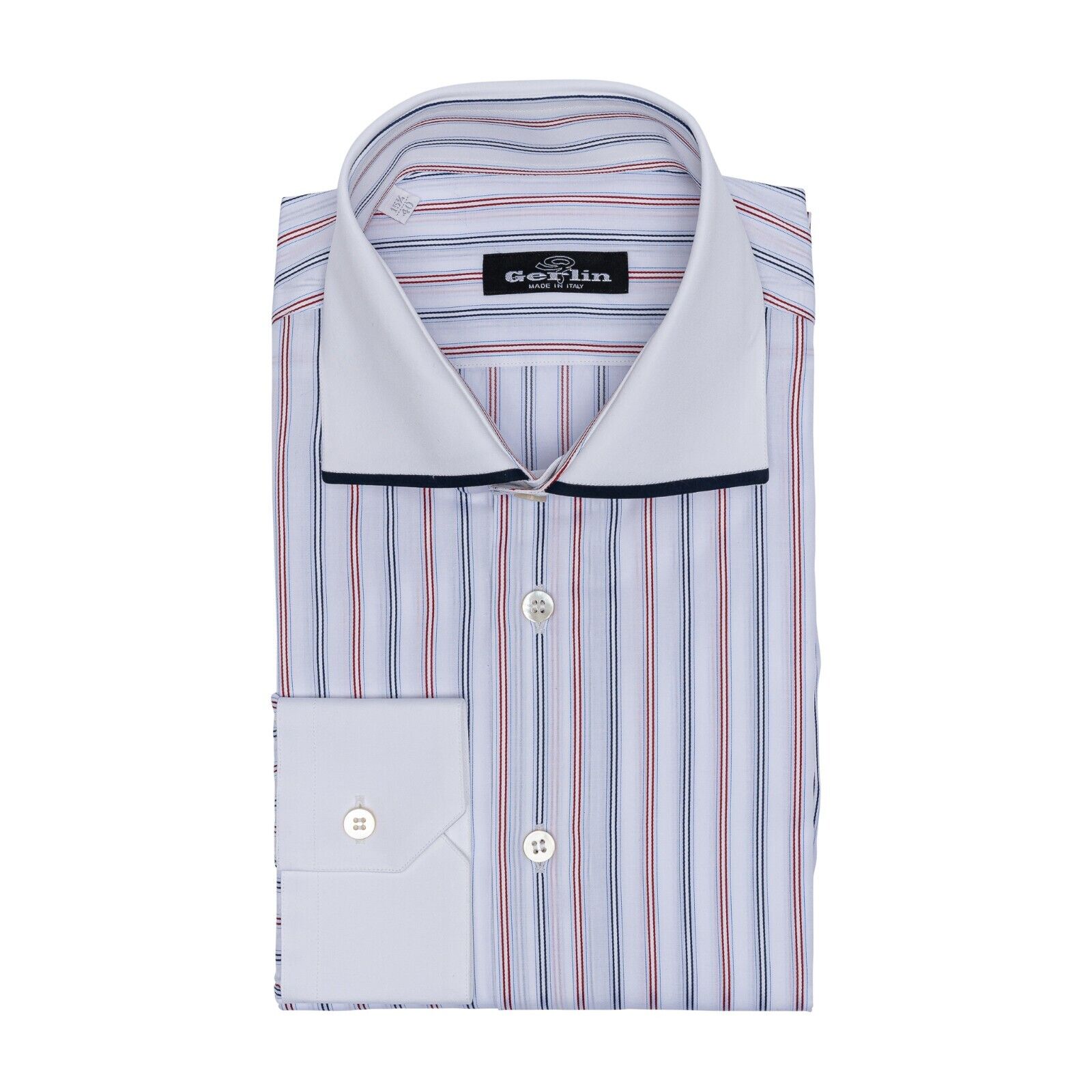 690$ ITALIAN LUXURY GERLIN Shirt Striped White Fine Cotton 2AV BIJAN