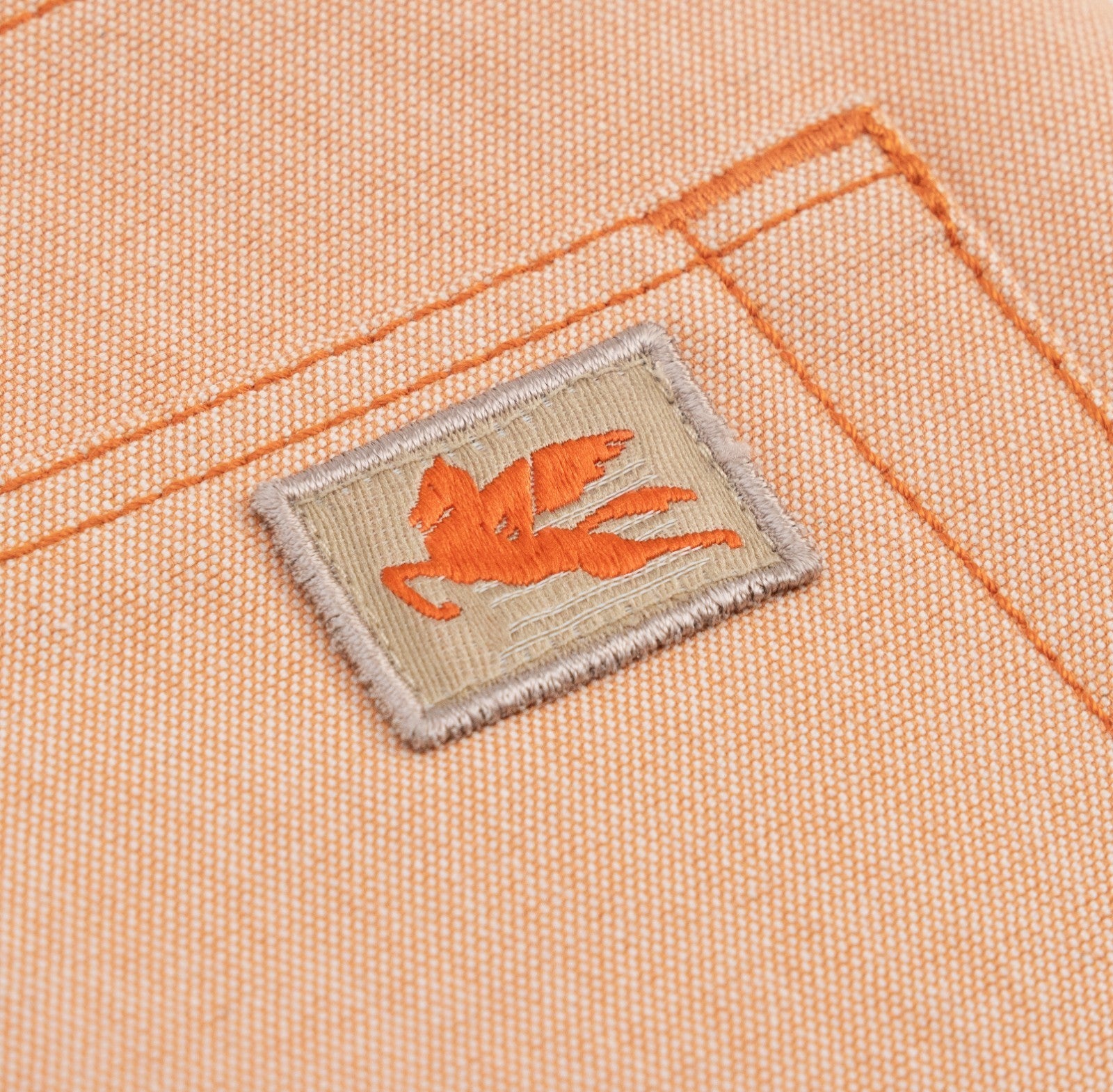 850$ ETRO MILANO Salmon Pink Cotton Denim Regular Wide Leg - Made in Italy