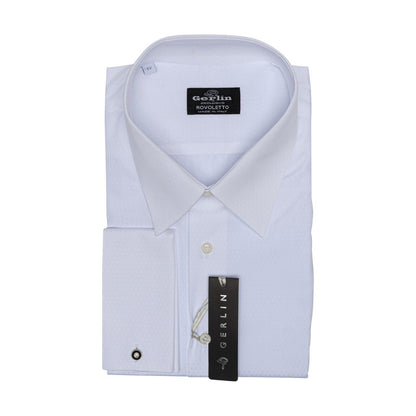 690$ ITALIAN LUXURY GERLIN Shirt White Jacquard Cotton 5B ZILLI