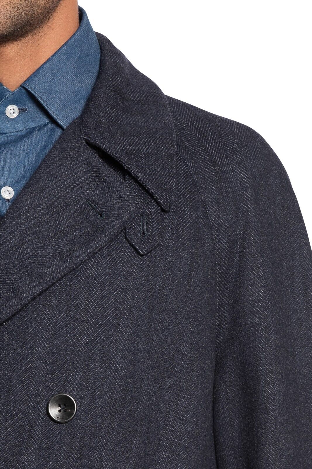 $2200 BOGLIOLI Double Breasted Blue Trench Coat Cashmere Blend 42 US / 52 EU