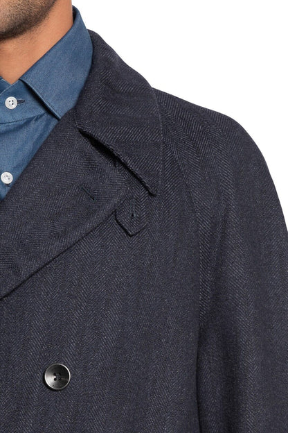 $2200 BOGLIOLI Double Breasted Blue Trench Coat Cashmere Blend 42 US / 52 EU