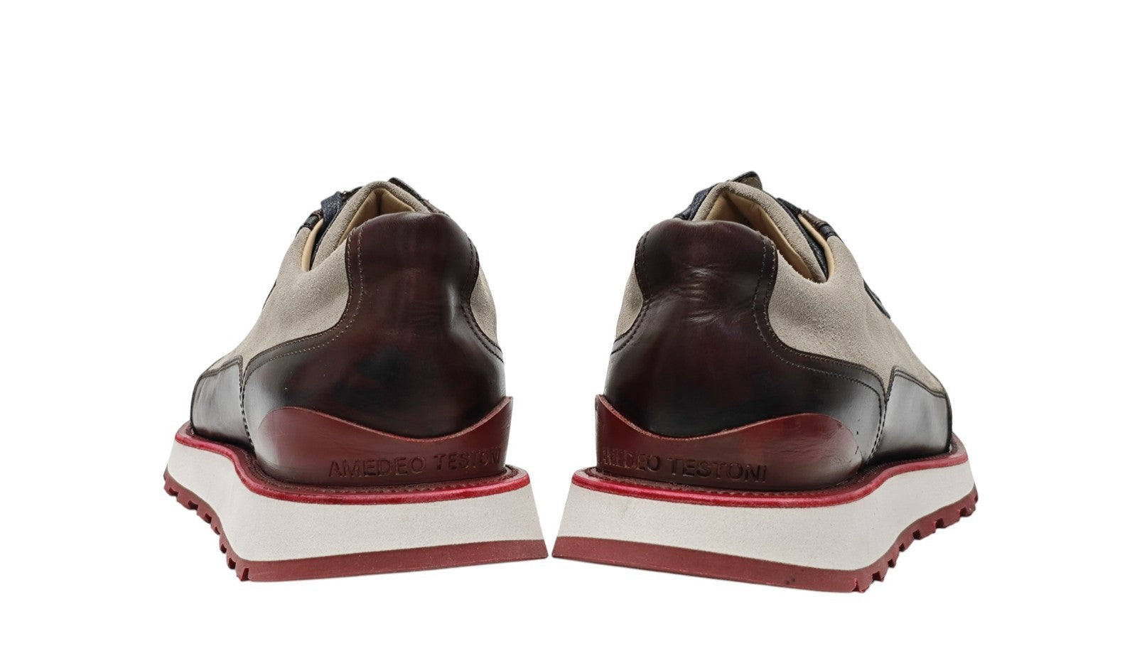 1200$ TESTONI "Piuma" Sport Sneaker Suede + Calf  9 UK / 10  US / 43 IT