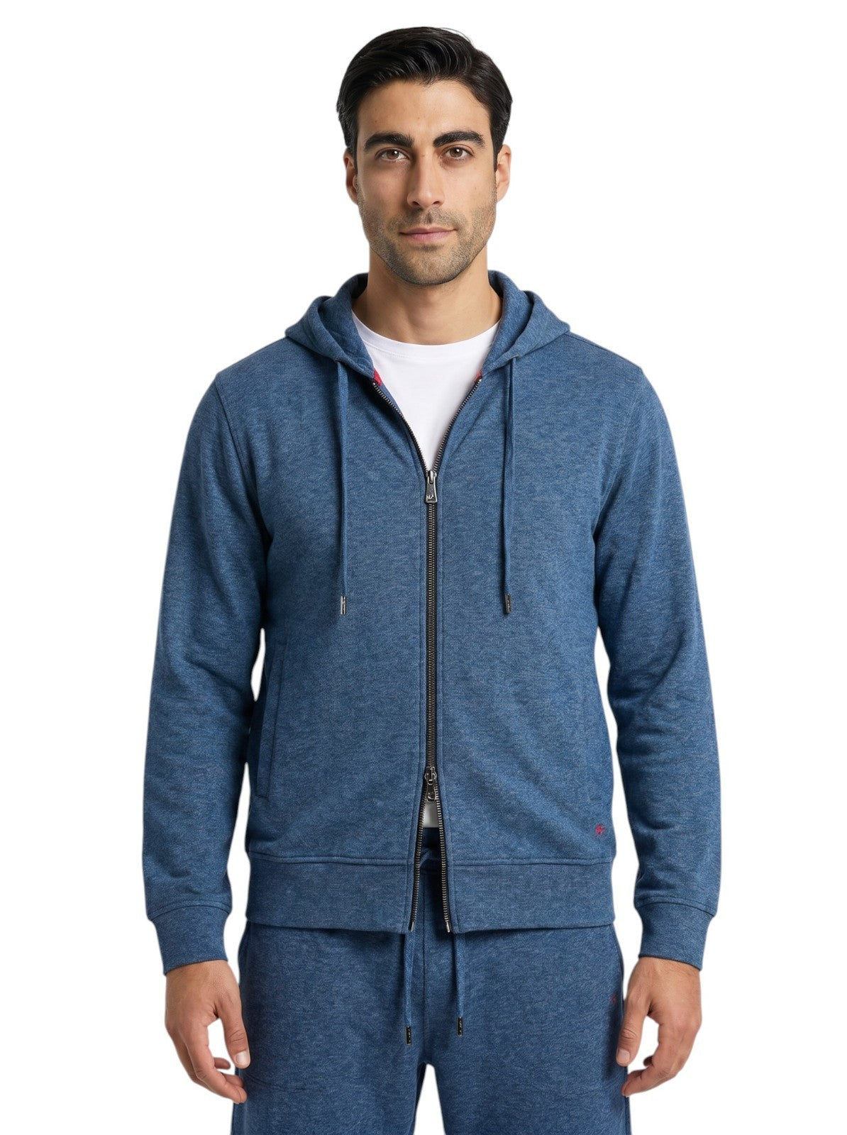 $2650 ISAIA NAPOLI Blue Zip Tracksuit Short Pant Jersey Silk - Cashmere Size M