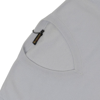 420$ RUBINACCI NAPOLI Ice Blue Sweater V-Neck Knit Cotton