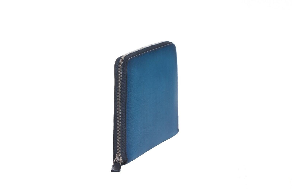 ARALDI MILANO 1930 Blue TAMPONATO Leather Clutch Bag Travel Wallet Handbag