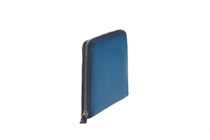 ARALDI MILANO 1930 Blue TAMPONATO Leather Clutch Bag Travel Wallet Handbag