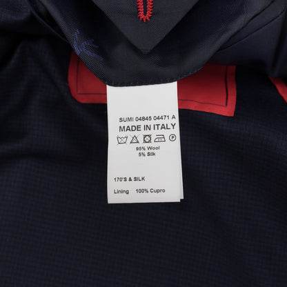 $7150 ISAIA "Marechiaro" Dark Blue Suit Wool 170's & Silk 44 US / 54 EU 8R