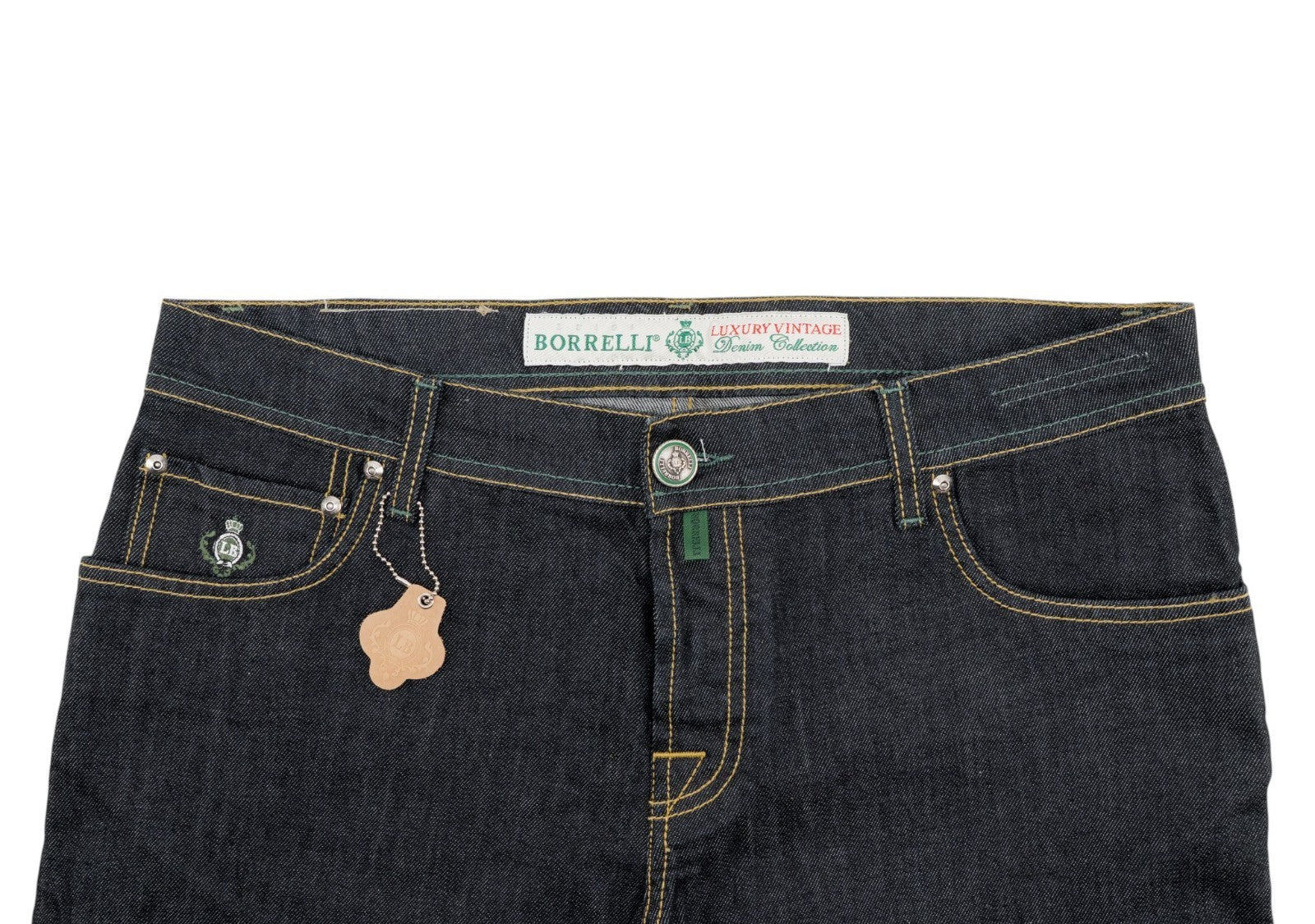 415$ LUIGI BORRELLI NAPOLI Blue Denim Jeans Pant Raw Cotton 37 US / 53 EU