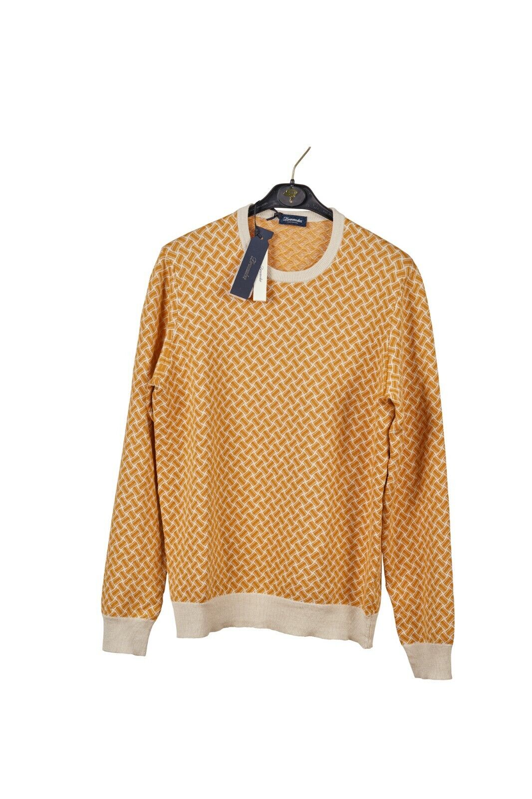 270$ Italian Luxury DRUMOHR Summer Sweater Cotton & Linen "Razor Blade" Orange