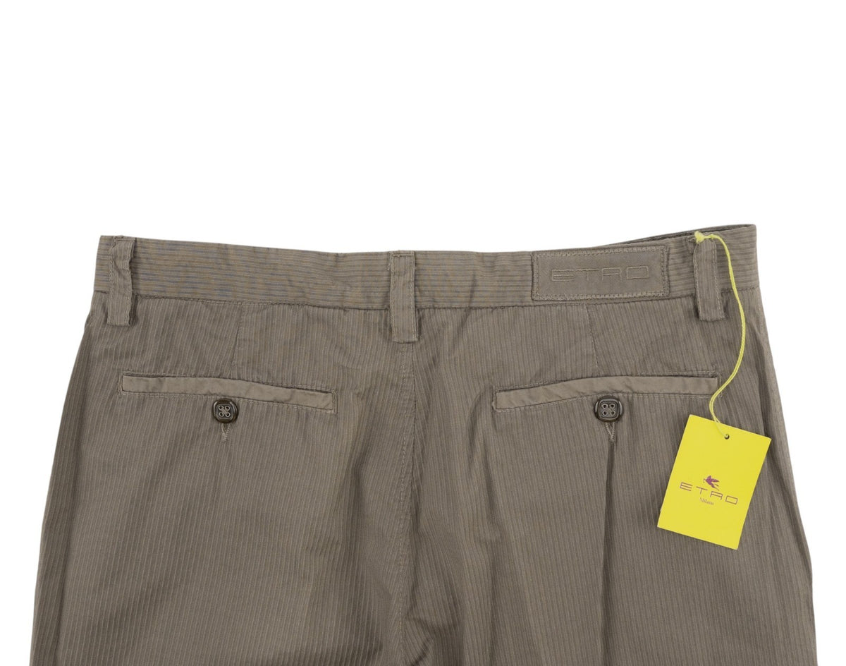 780$ ETRO MILANO Taupe Gray Fine Cotton Pant Straight Leg Made in Italy