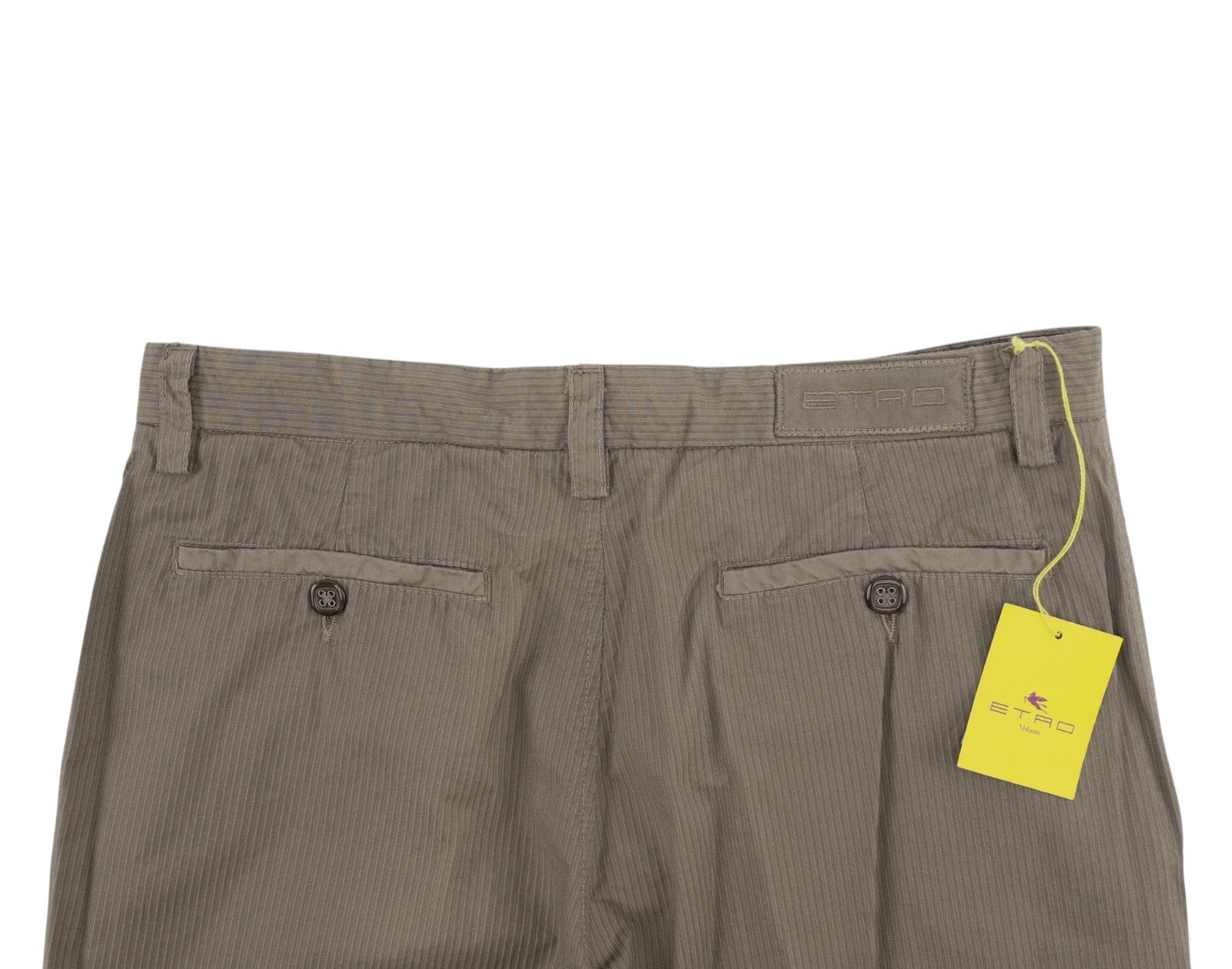 780$ ETRO MILANO Taupe Gray Fine Cotton Pant Straight Leg Made in Italy