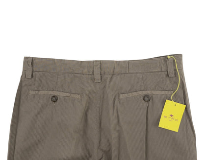 780$ ETRO MILANO Taupe Gray Fine Cotton Pant Straight Leg Made in Italy