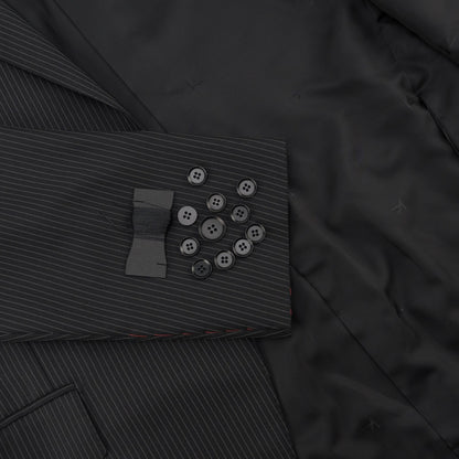 $6600 ISAIA NAPOLI "Marechiaro" Black Suit Fine Wool 4 Season 46 US / 56 EU 8R