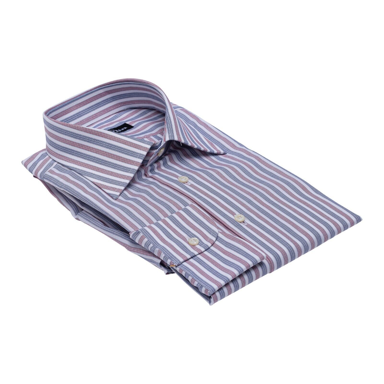 690$ LUXURY GERLIN Shirt Red - White - Blue Striped Cotton 2AP ZILLI
