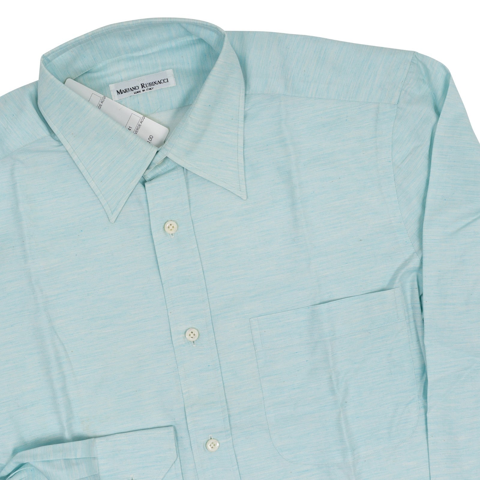 520$ RUBINACCI NAPOLI Acquamarine Green Pocket Shirt Classic Fit  16 - 41  6B