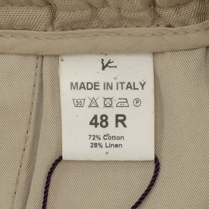 900$ ISAIA NAPOLI Beige Short Drawstring Pant Cotton - Linen Relaxed Fit