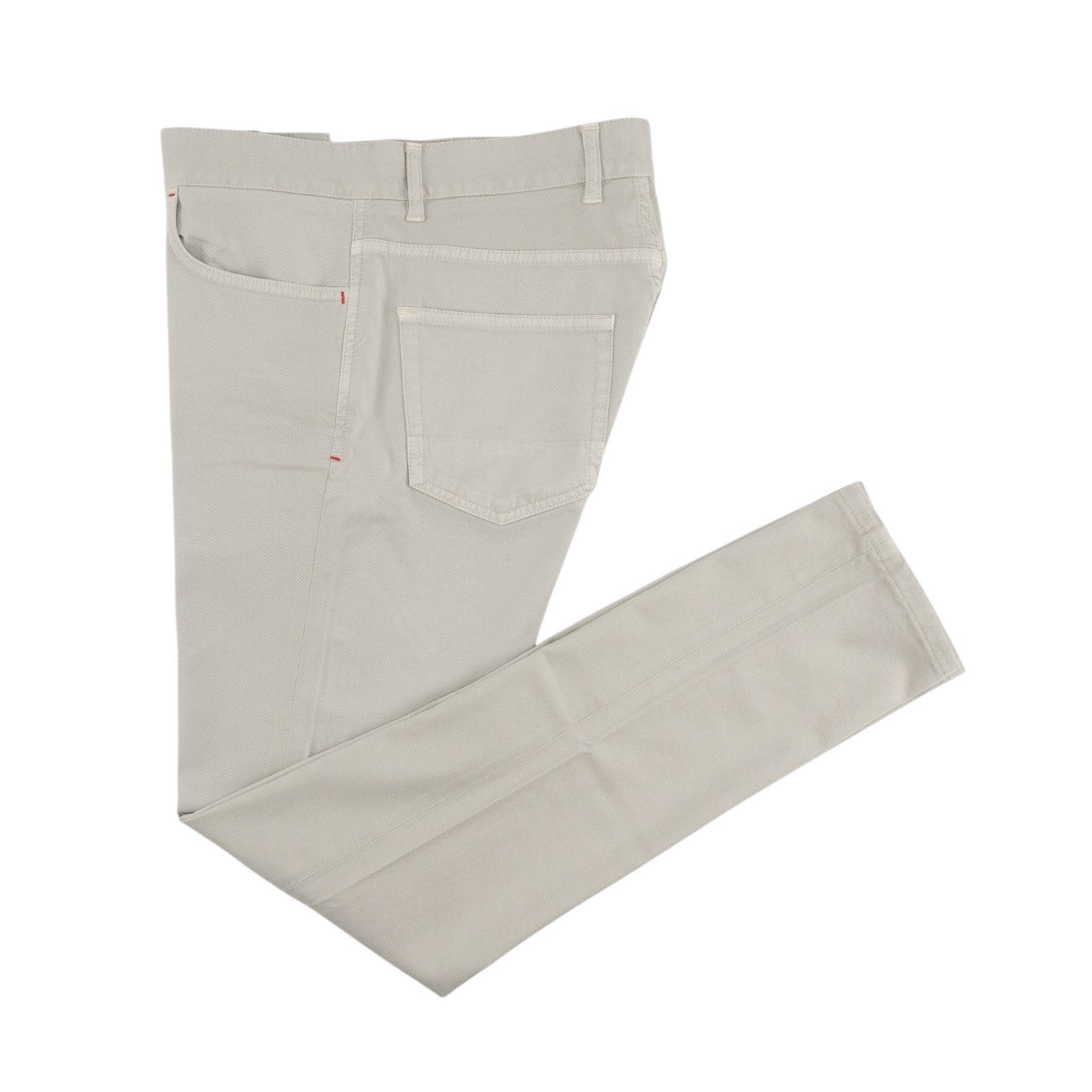720$ ISAIA NAPOLI Ivory 5 Pockets Pant Twill Denim Cotton Slim-Straight Fit