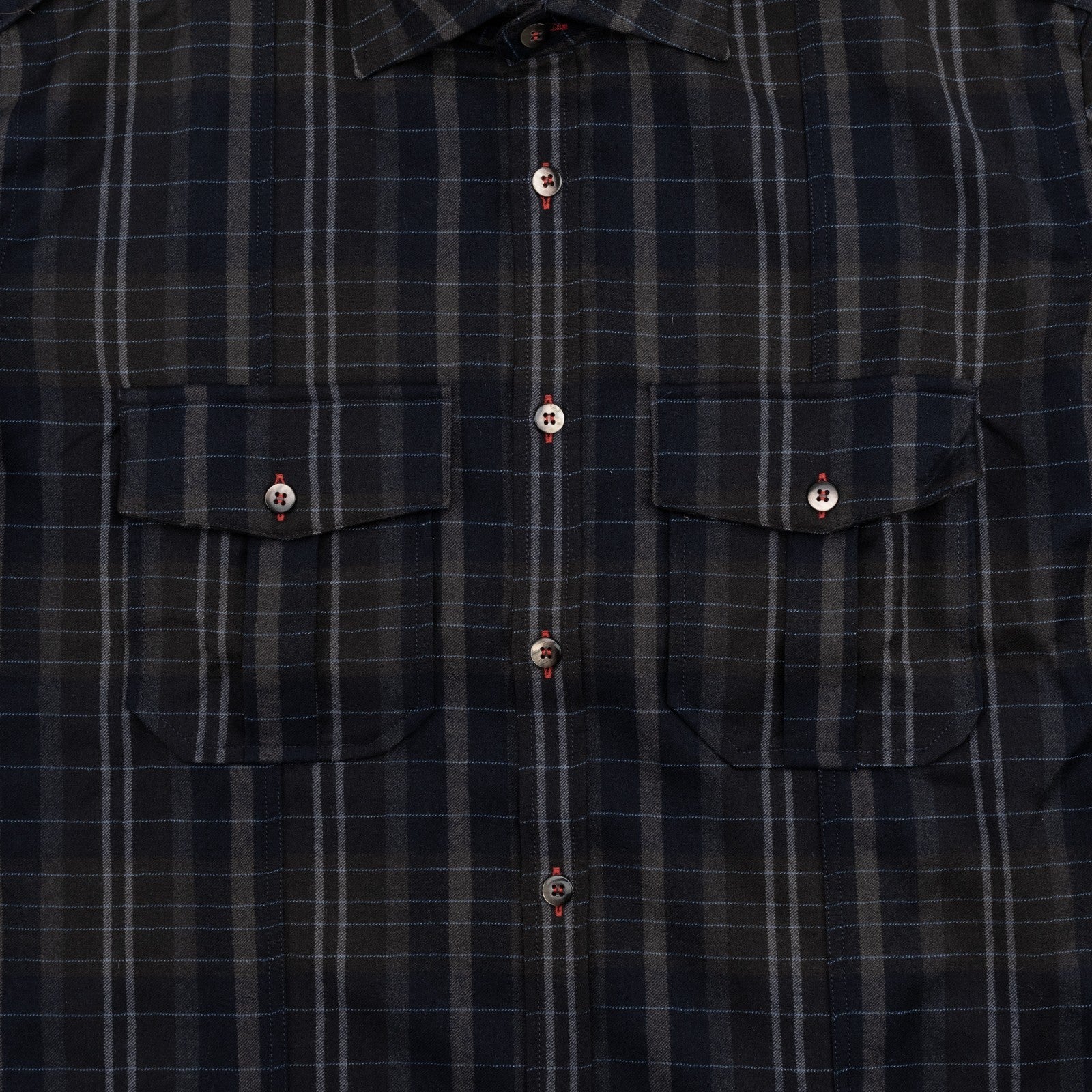 650$ ETRO MILANO Safari Shirt Striped Blue Slim Fit 100% Flannel Wool 15.5 - 39