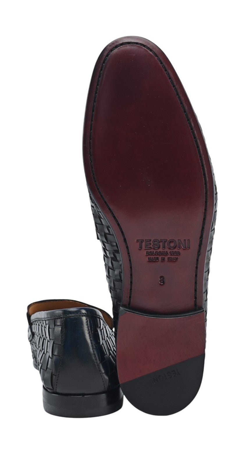 1350$ TESTONI "Tivoli" Blue Unlined Loafer Woven Calf / Deer 8 UK / 9 US / 42 IT