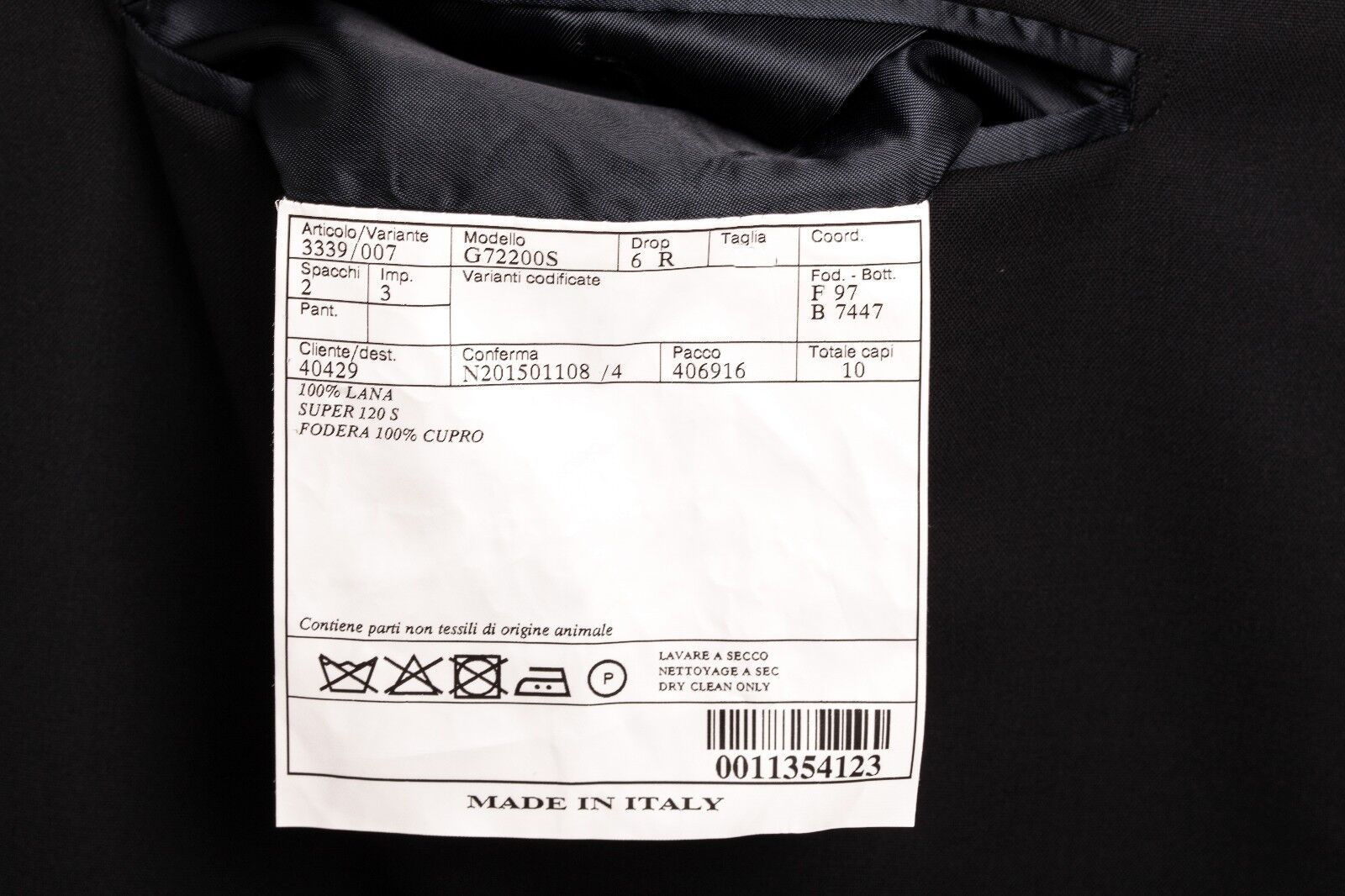 1800$ BELVEST Black Wool Super 120's Jacket Blazer 40 US / 50 EU Drop 6R
