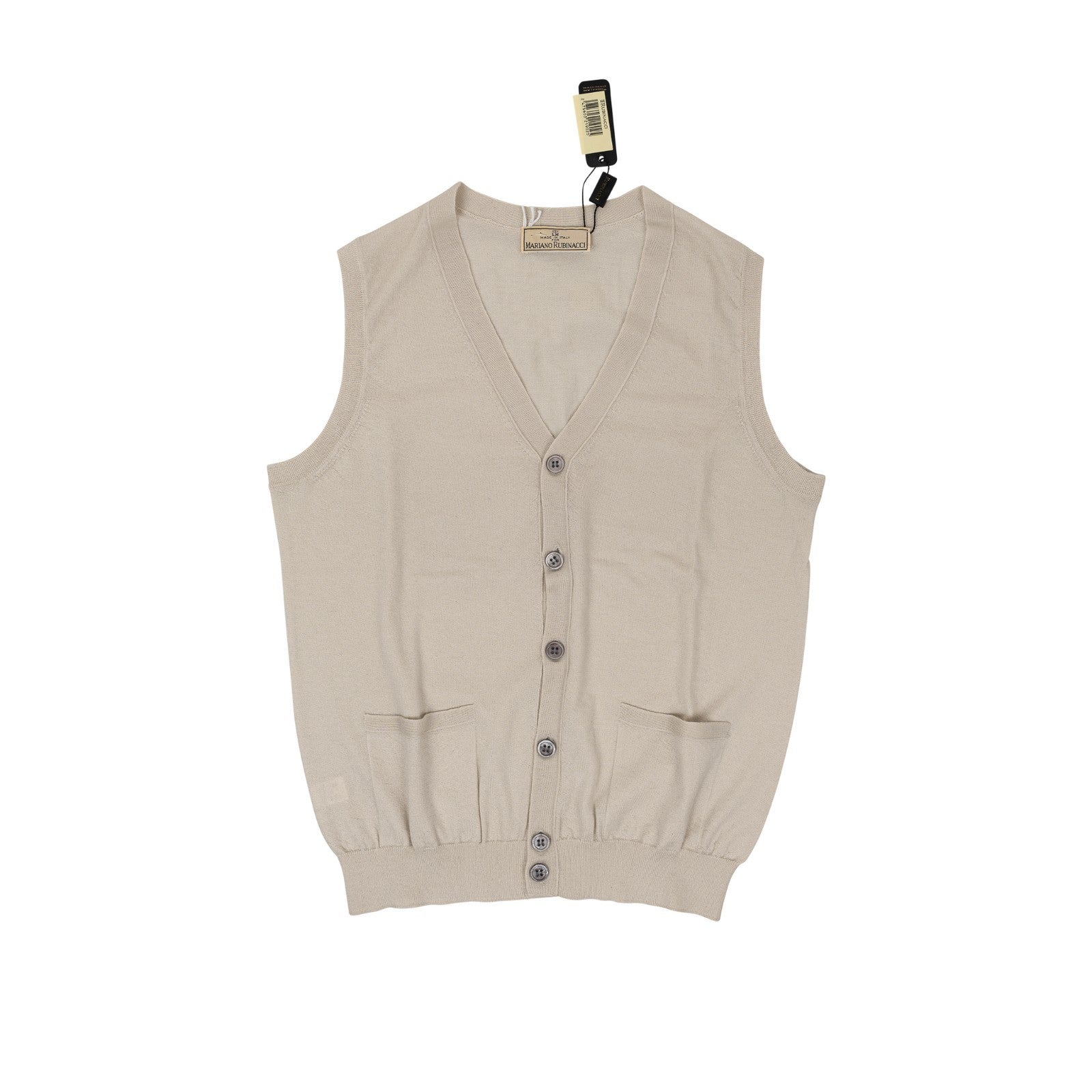 520$ RUBINACCI NAPOLI Beige Cardigan Vest Gilet 100% Extra Soft Cashmere Size S