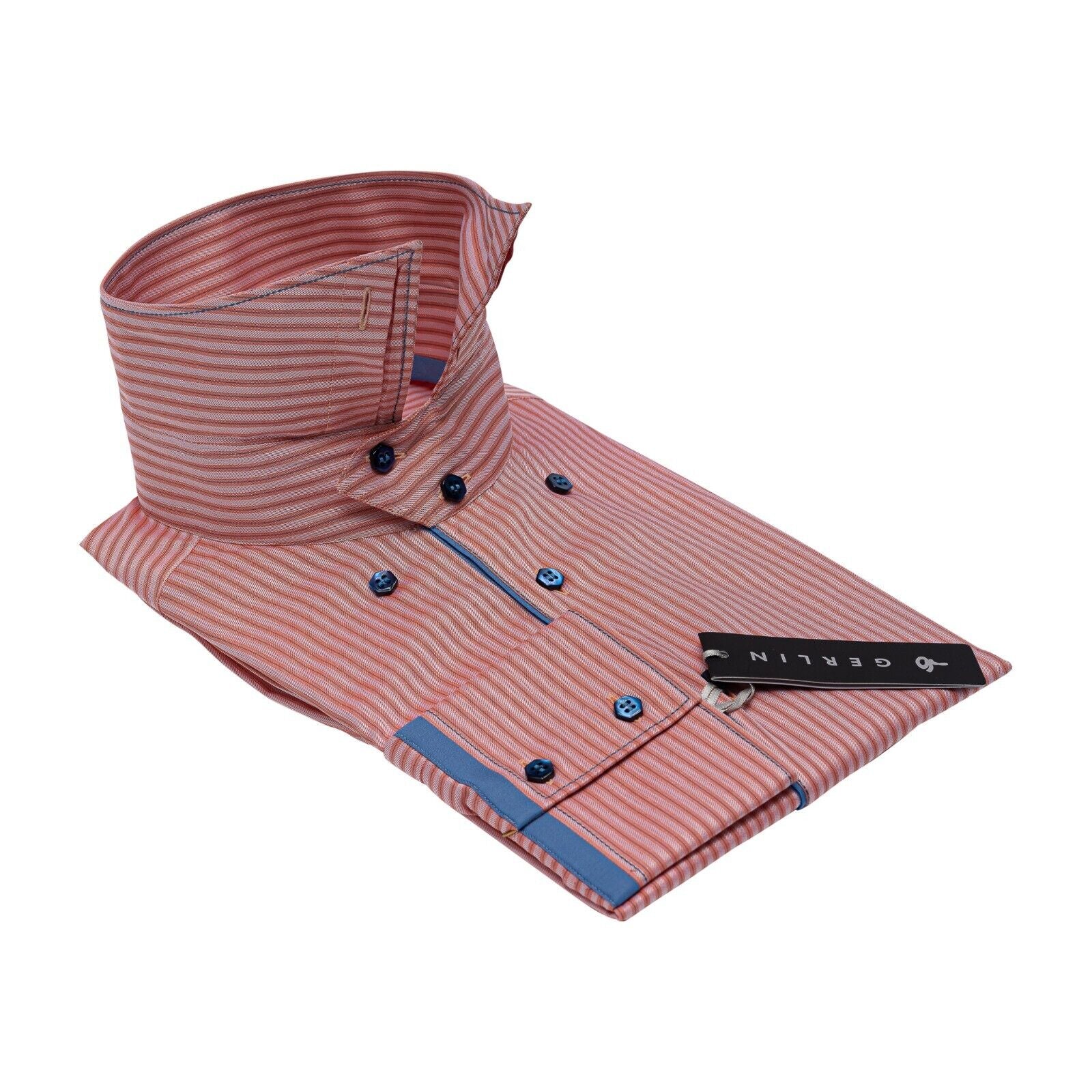 690$ LUXURY GERLIN Shirt Striped Point ALUMO Cotton 16 - 41  2O ZILLI