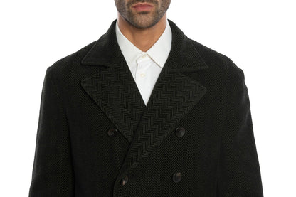 $1950 BOGLIOLI Caban Peacoat Coat Blue / Green Cashmere Wool Cotton  40 US 50 EU