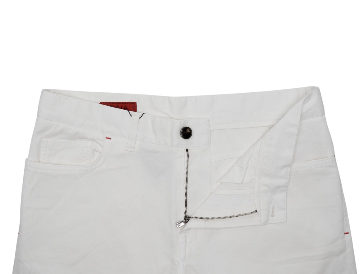 690$ ISAIA NAPOLI White 5 Pockets Denim Jeans Pant Cotton Slim Fit 34 US / 50 EU